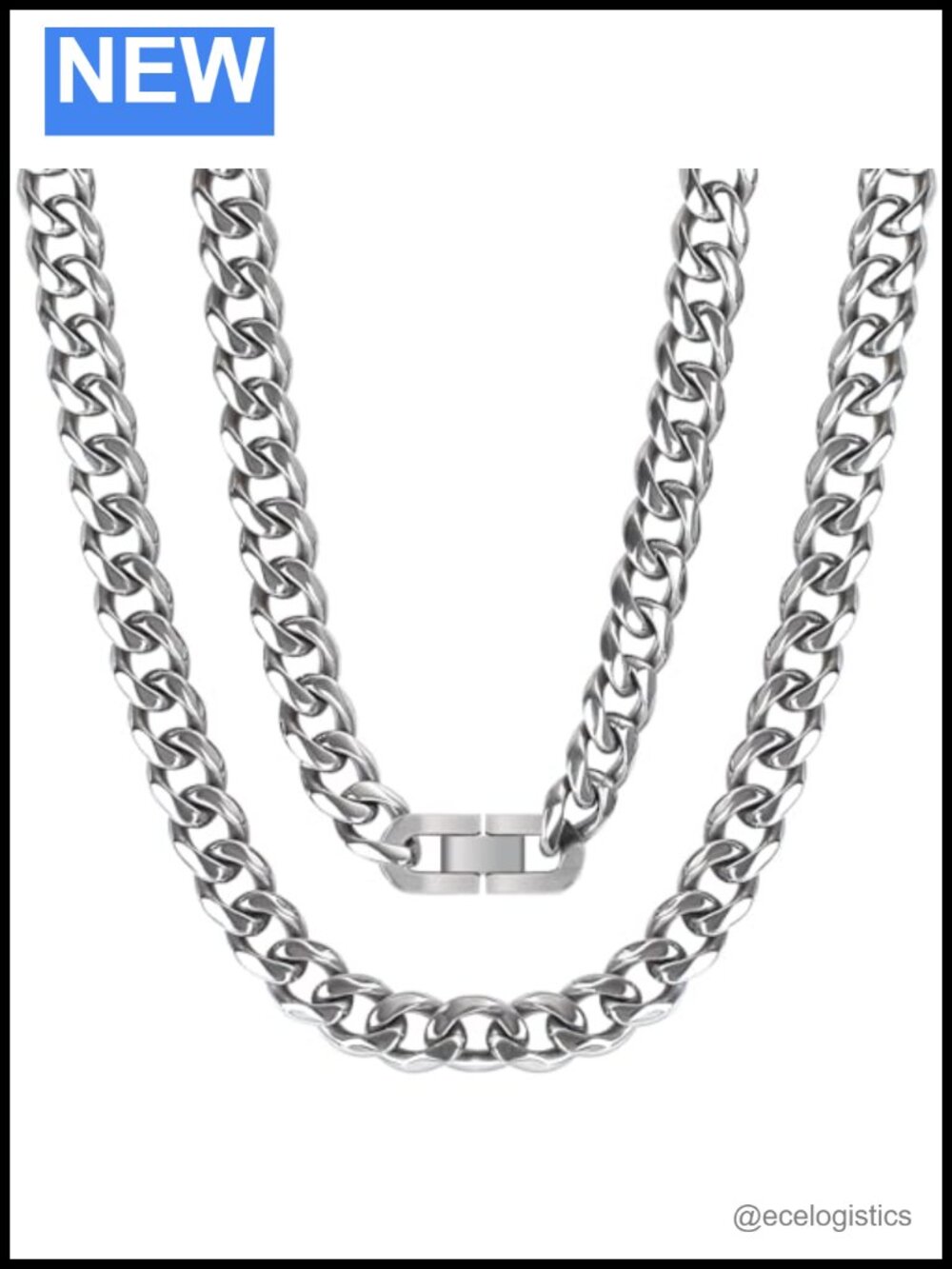 Pure Titanium Cuban Link Chain Necklace 10.5mm Hand Polished Diamond-Cut Solid